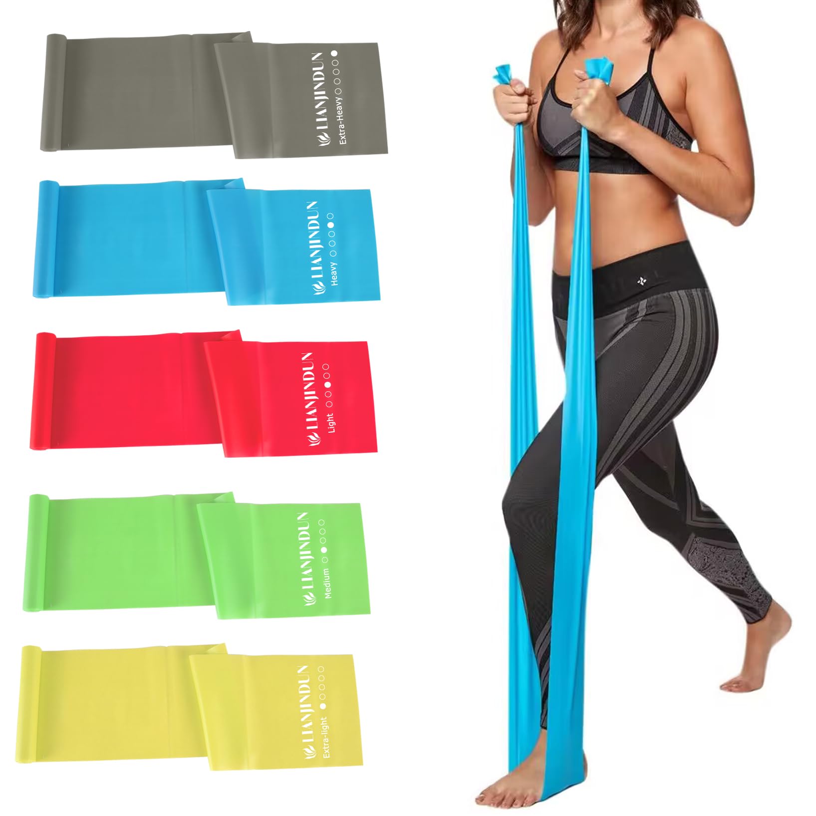 Photo 1 of Lianjindun 5 Pcs Professional Resistance Bands. Latex-Free, Elastic Band, Work Out Bands, Stretch Bands for Working Out Women or Men, Exercise Bands Set for Physical Therapy, Yoga, Pilates