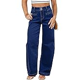 Eytino Women Plus Size Wide Leg Jeans High Waisted Stretchy Straight Leg Jeans Loose Trendy Denim Pants(1X-5X)