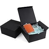 YUEFANBOX Black Gift Boxes with Lids, 8x8x4 inches, 10 Pack – Easy Assemble Bulk Boxes with Bottom Stickers for Groomsmen Pro