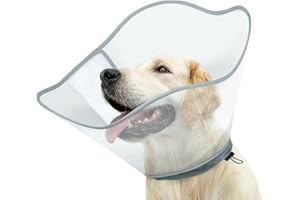 Supet Dog Cone for Dogs After Surgery, Comfortable Dog Cones to Stop Licking, Soft Dog Cone with Protect Neck Fabric, Protective Elizabethan Collar for Medium Small Dogs transparent L