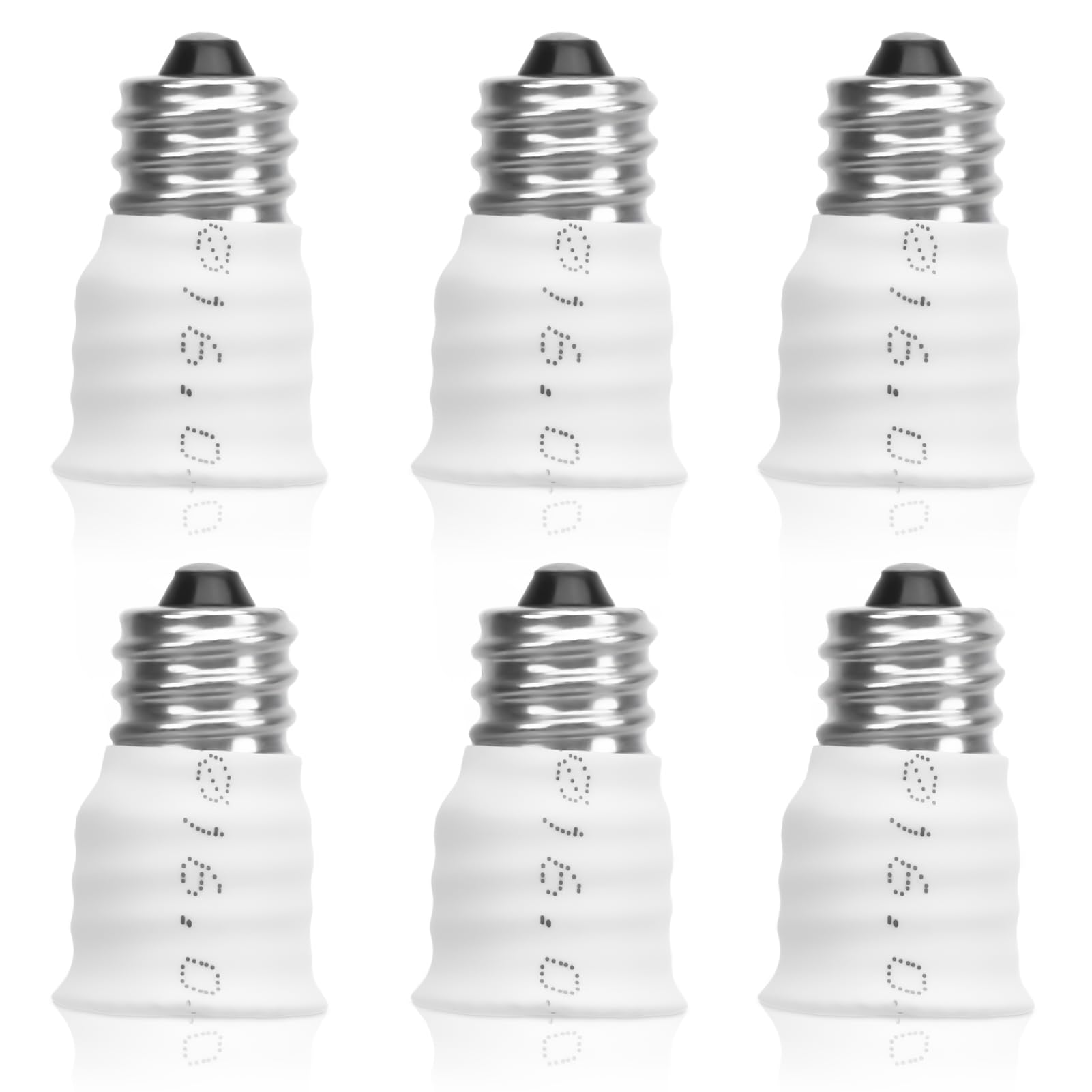 6Pcs E14 to E12 Light Bulb Adapter, Bulb Converter E12 to E14 Adapter Light Bulb Socket E12 Male to E14 Female Bulb Converter for Garages(White)