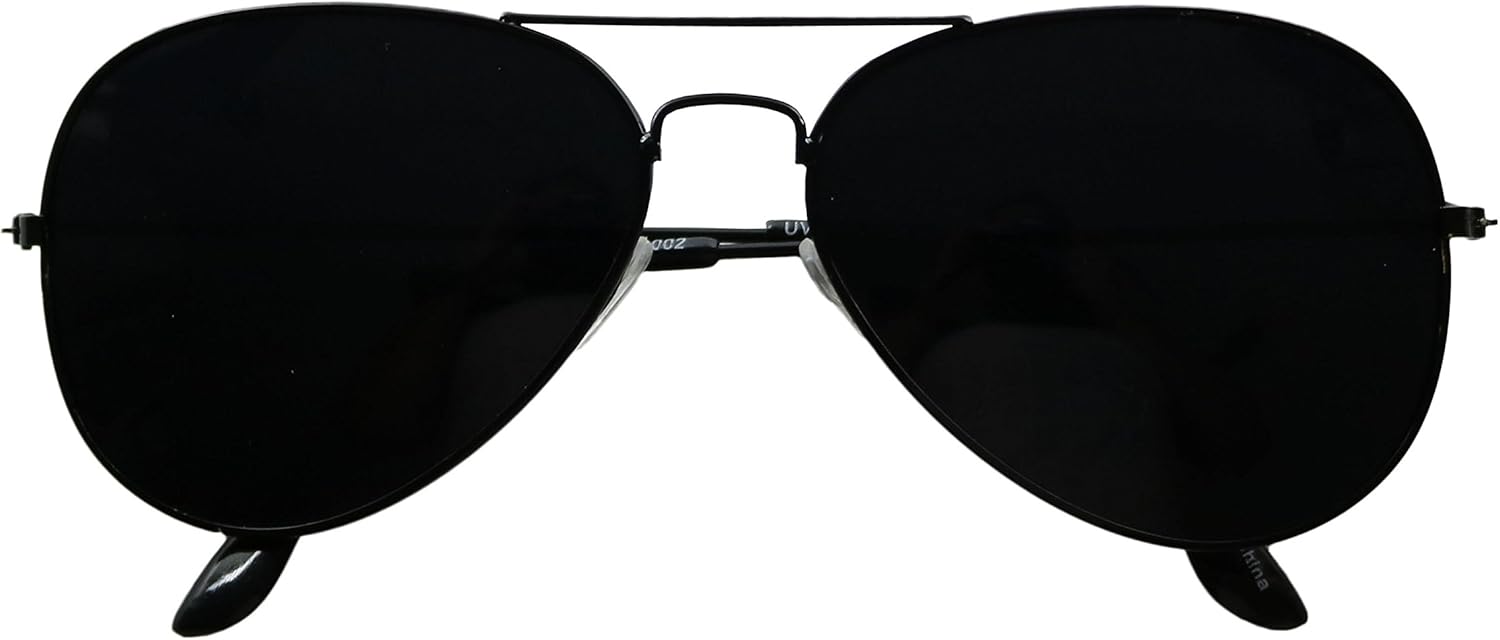 ShadyVEU Super Dark Lens Aviator Sunglasses Retro UV400 Blackout Classic Metal Frame