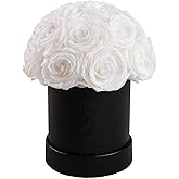 Hover Flower 18 Preserved Flowers for Delivery Prime, Roses Dome Forever Flower Decor for Party Home Table Bedroom, Anniversary, Birthday, Wedding Gifts for Women Her (White)