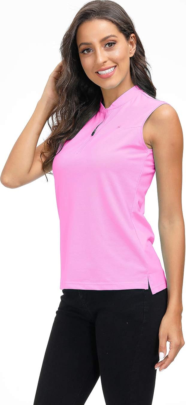 AIRIKE Golf Polo Shirts for Women Slim Fit Woman Sleeveless Sports Shirts Quick Dry Athletic Tank Tops for Tennis Work: Clothing