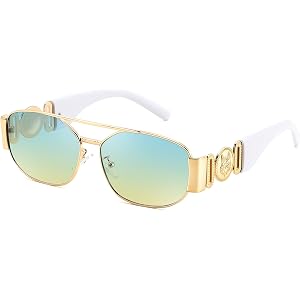 FEISEDY Aviator Sunglasses for Women Men, Retro Rectangle Mens Sun Glasses | Chunky Frame, Y2K Shades, Cute & Fashion Design,