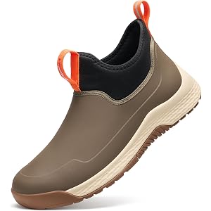 HISEA Men's Ankle Rain Boots Waterproof, Anti-Slip Traction Outdoor Neoprene Walking Shoes, Lightweight Travel Sneakers for M