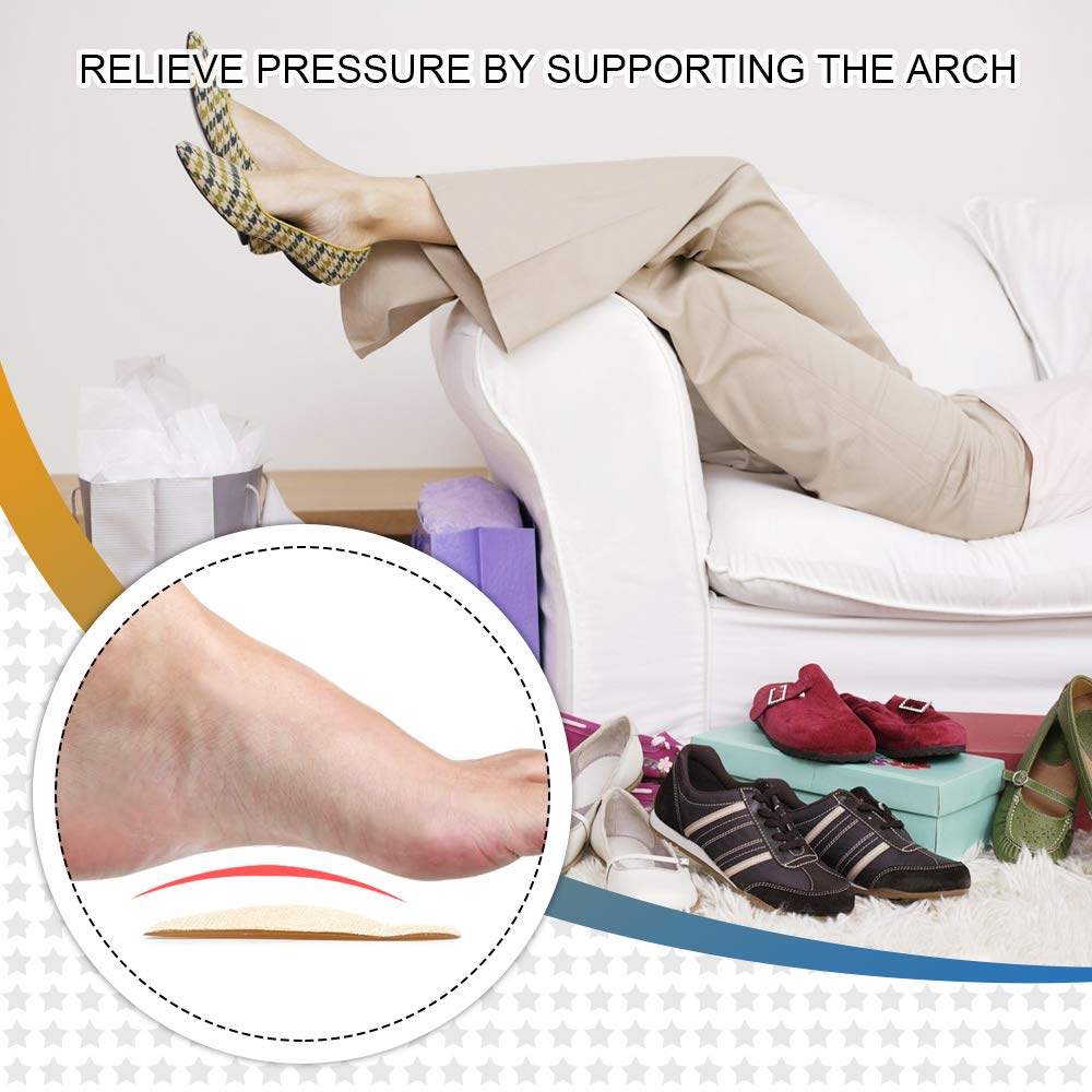 Skyfoot\'s Arch Support Shoe Inserts Plantar Fasciitis, Soft Gel Insoles for Flat Feet, Relieve Pressure from Pain for Men and Women 2 Pairs (Beige)