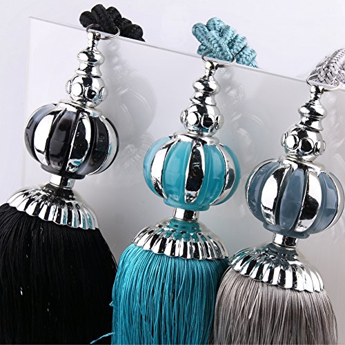 BERTERI 1 Pair Window Curtain Tassel Tiebacks, Elegant Black Curtains Hanging Ball Holdback Living Room Supplies Window Treatment Accessories