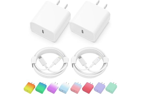iPhone Charger, 2 Pack 20W PD USB C Wall Fast Charger Adapter with 2 Pack 6FT Type C to Lightning Cable Compatible for iPhone 14 13 12 11 Pro Max XR XS X,iPad