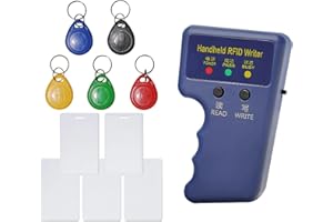XIXEI Handheld RFID Copier 125KHz Proximity ID for AWID & HID + 5 Writable Remote Keyfobs + 3 White Cards + 2 White T5577 Thick Cards