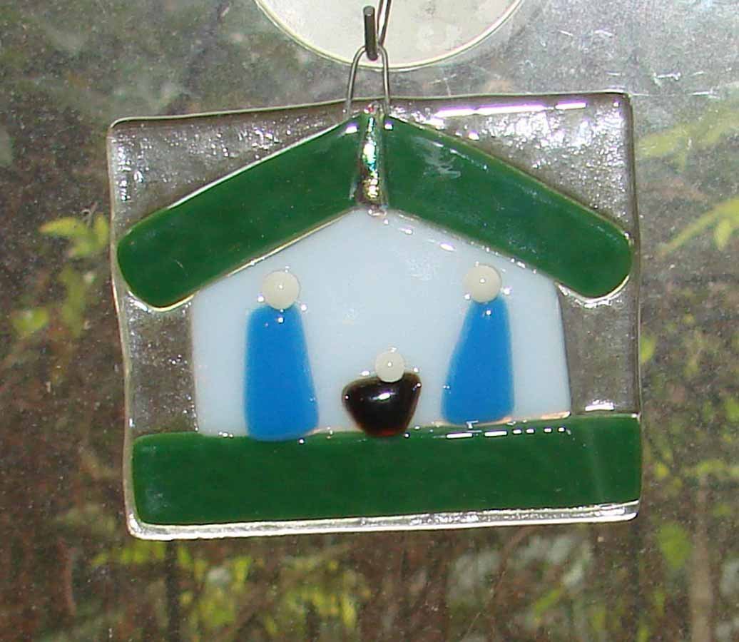 Handmade Fused Glass Nativity Scene Christmas Ornament