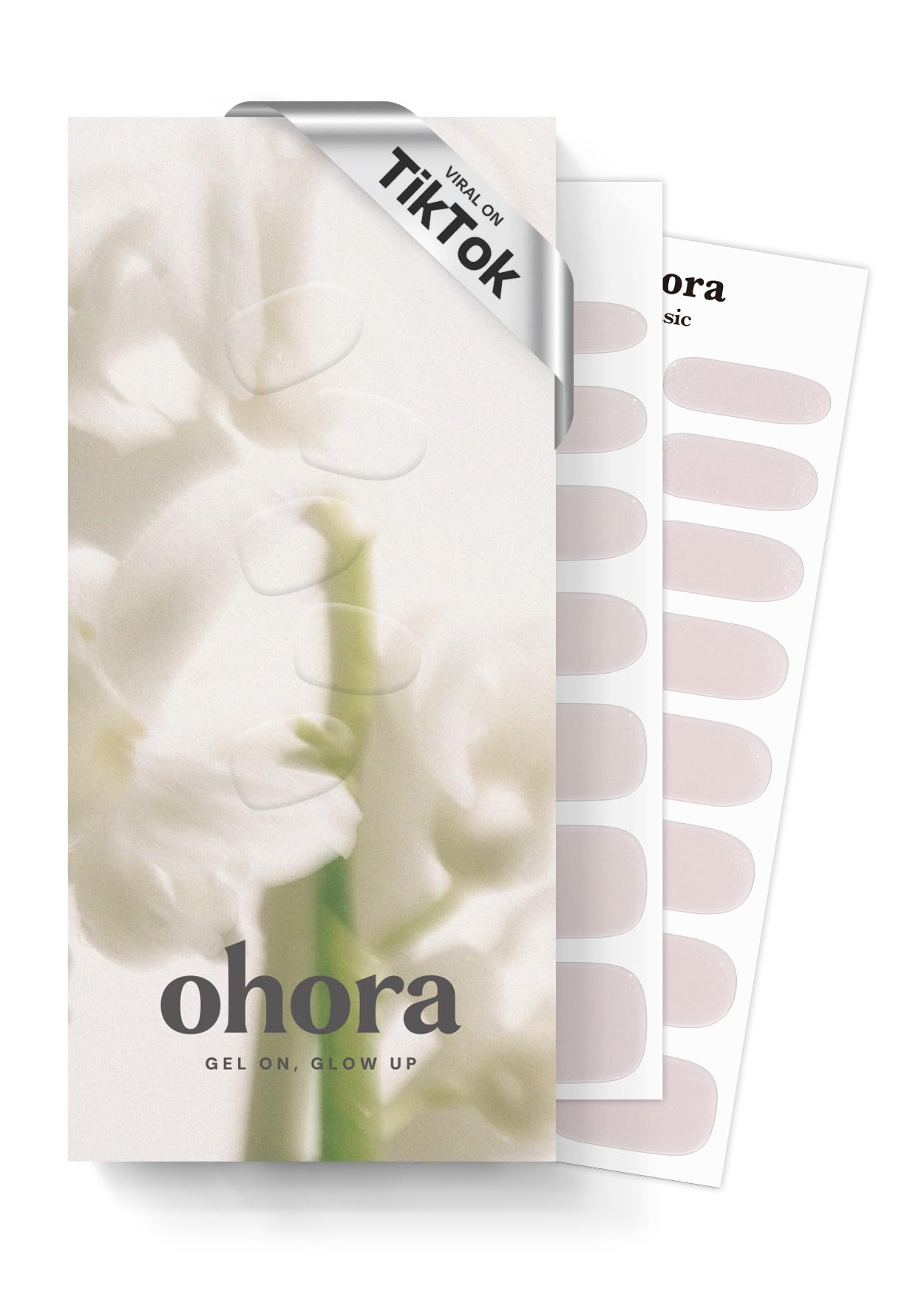 Photo 1 of ohora Semi Cured Gel Nail Strips (N Glazed Glow) - White, Glazed, Works with Any UV/LED Lamps, Salon-Quality, Long Lasting, Easy to Apply & Remove - Includes 2 Prep Pads, Nail File & Wooden Stick