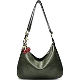 Hobo Bags for Women Leather,Foldable Slouchy Shoulder Purse Crossbody Handbag,Soft Vegan Brown Tote Casual Everyday Handbags