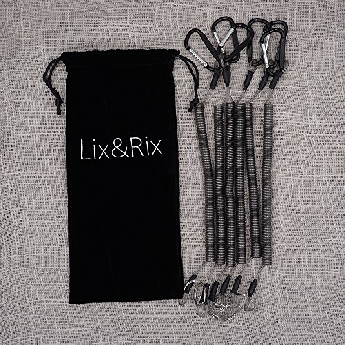 Lix&Rix Coiled Lanyard Safety Rope Retractable Tether with Carabiner for Fishing Boating Tools, Pack of 6