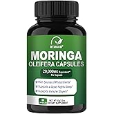 Moringa Capsules |20,000mg Pure Moringa Powder Capsules-Energy,Skin,Immune & Gut Health Superfood, Rich in Antioxidants, Essential Vitamins & Amino Acids-Gluten Free-60 Count