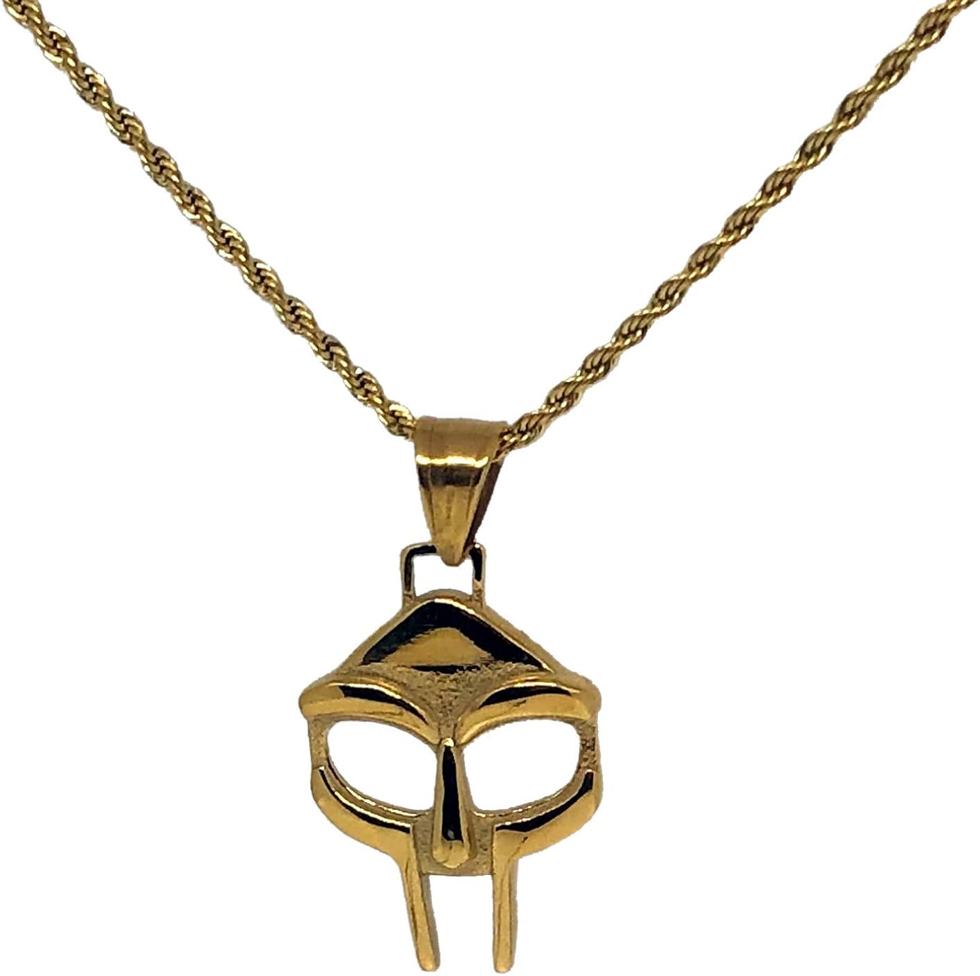 Amazon Com Mf Doom Mask Necklace Pendant 24 Gold Jewelry