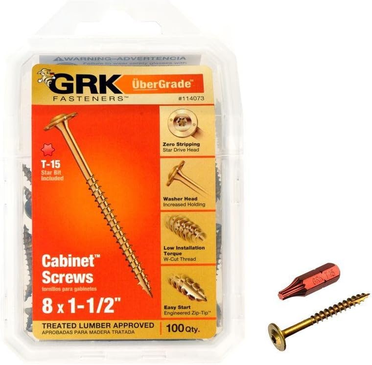 Grk 114073 8 By 1 1 2 Inch Cabinet Screws 100 Pack Amazon Com