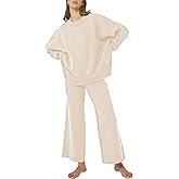Pink Queen Women's 2 Piece Outfits Sweater Sets Knit Pullover Tops And Wide Leg Pants Loose Tracksuit Lounge Set