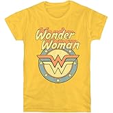 Popfunk Classic Wonder Woman Mother's Day Officially Licensed Womens Premium Cotton Short Sleeve Graphic T-Shirt & Stickers