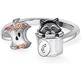 SVODEA Raccoon Gifts 925 Sterling Silver Raccoon Ring Cute Animal Jewelry Gifts for Women