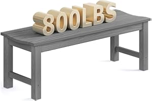 LAHAAP Outdoor Bench, 2-Person Patio Backless Bench Holds up to 800lbs, Weatherproof Garden Bench That Never Rot and Fade, Suit for Backyard, Porch, Patio, Deck and Entryway (Grey)