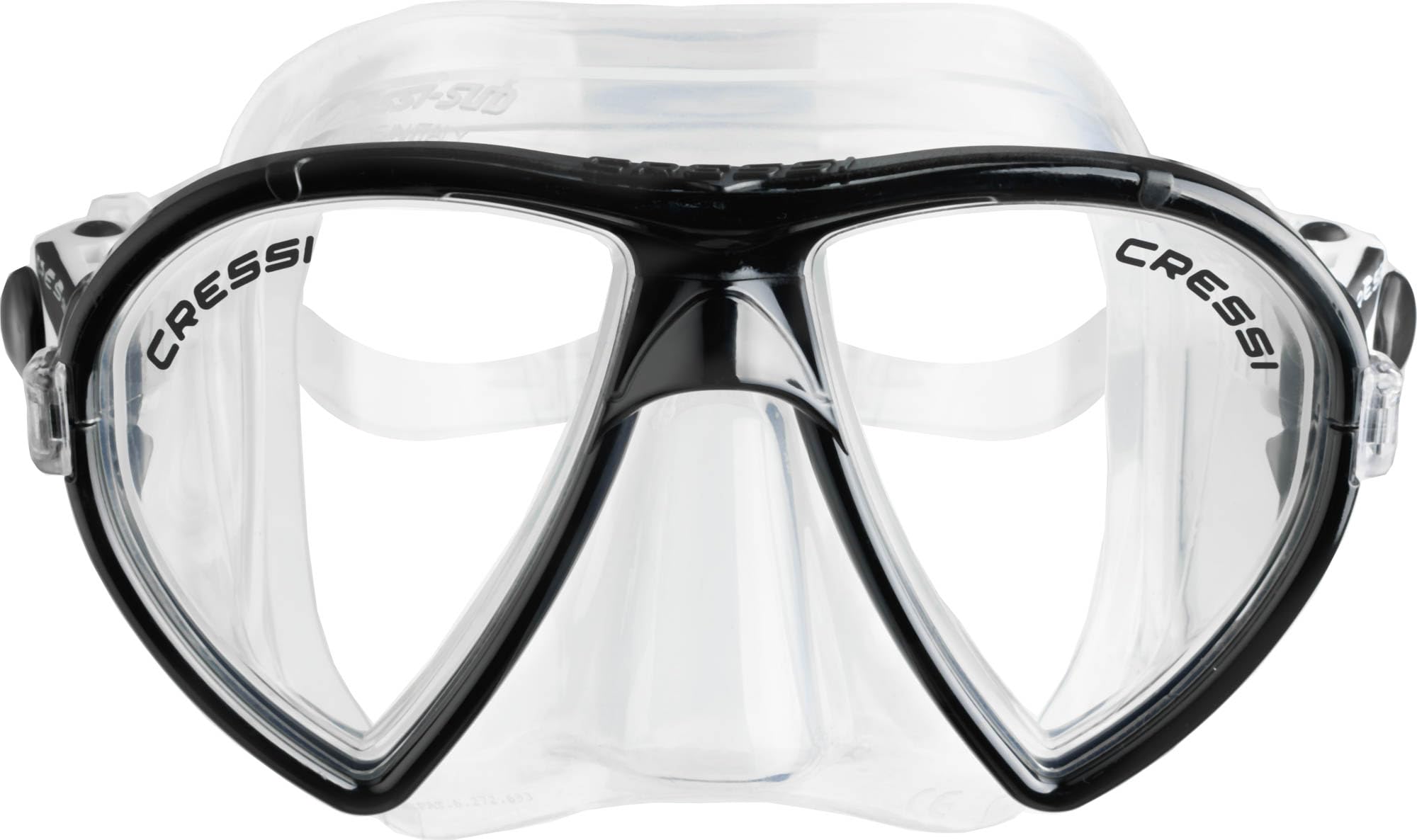 Cressi Ocean Mask - Unisex Diving Snorkeling Mask with Tempered Separated Glasses, Clear/Black
