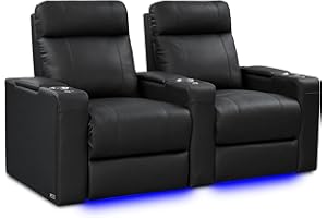 VALENCIA THEATER SEATING Valencia Piacenza Luxury Edition |Top-Grain Semi-Aniline Nappa 20000 Leather, Power Recline, Lumbar Support and Headrest, (Row of 2, Onyx)