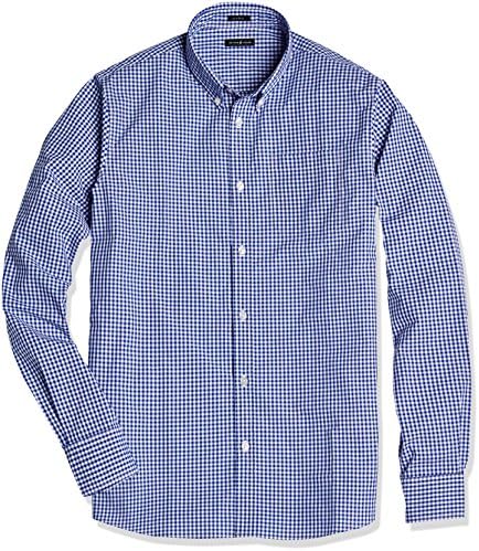 Crafted Collar Men's Classic-Fit Casual Button-Down Shirt 16.5" Neck 35" Sleeve Blue Gingham