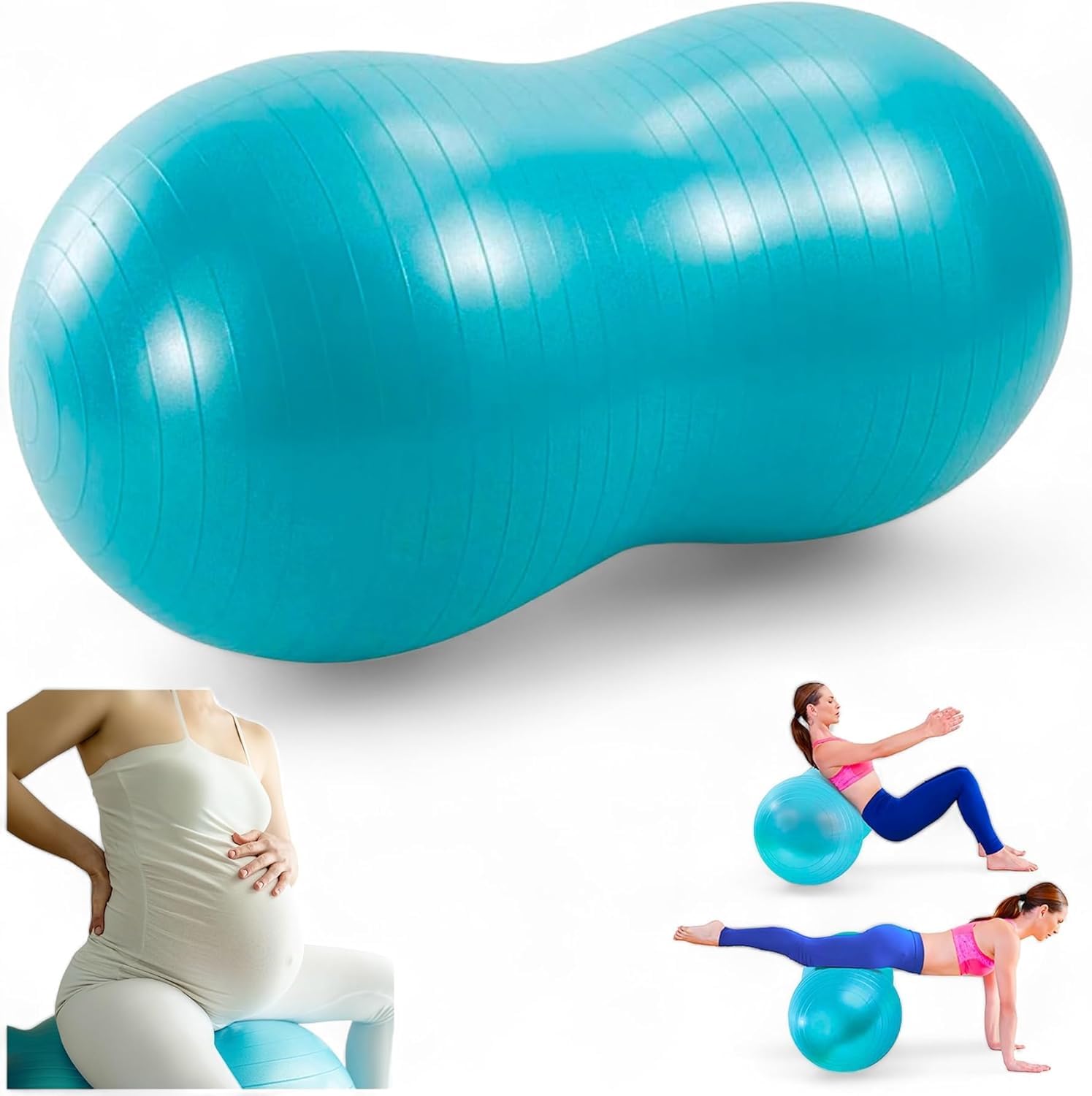 Physioworx Peanut Ball x 50cm – Multiple Use: Exercise, Yoga, Pilates, Rehab, Sensory, Fitness, Birthing and Flexible Seating - Anti-Burst Exercise Ball - Pump Sold Separately