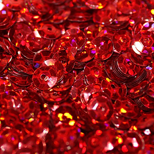 5mm Cup Sequins RED Hologram Loose Sequins for Embroidery, Applique, Arts, Crafts, and Embellishment