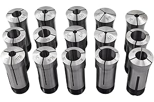 TINVHY 15-Pack Precision 5C Square Collet Set 1/8in-1in Mill Chuck Holder