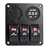 Proelectric-Red-LED-Light-1-Waterproof-MarineBoat-Car-Switch-Panel-3-Gang-USB-Charger-Voltage-Indicator-Power-Socket-5-pin-On-Off-Rocker-Switch