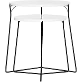 Safavieh Home Collection Ryne Modern White Lacquer Stacking Round Top End Table