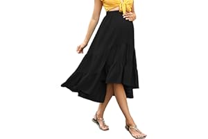 FUNJULY Maternity Skirt Women's High Waist Maternity Skirts Ruffled Tiered Casual A Line Swing Boho Skirts for Women