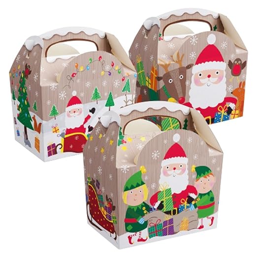 20 x CHILDRENS CHRISTMAS XMAS FOOD MEAL BOXES PARTY BAG GIFT BOX