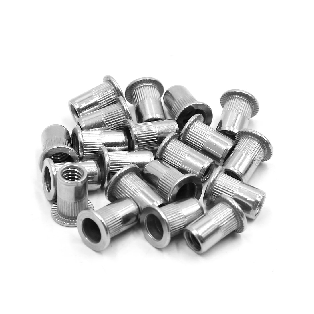 sourcingmap 20Pcs 304 Stainless Steel 1/4-20 UNC Car Flat Head Rivet Nut Insert