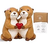 SUTIMAS Otter Valentines Day, for Girlfriend, Couple Figurine | Compact otter couple figurine measures 4 in wide by 3.7 in tall, with red heart, gift box and card for romantic gifting.
