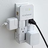 ECHOGEAR On-Wall Surge Protector with 6 Pivoting AC Outlets & 1080 Joules of Surge Protection - Low Profile Design Installs O