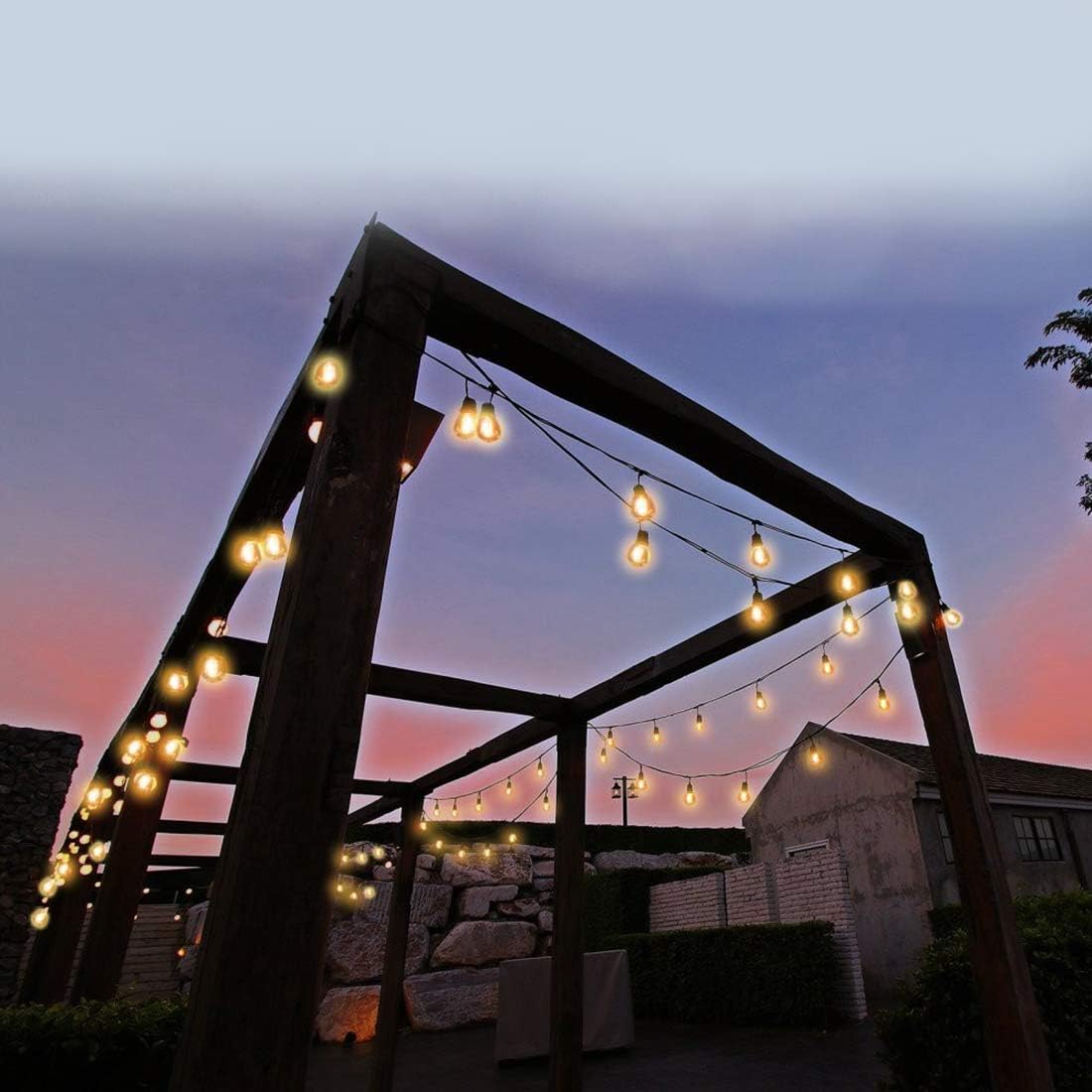Outdoor Linkable 48ft ETL Approvaled led Heavy-Duty Light String with 15+1(Spare) 2W Energy-Saving PC Shatterproof Bulbs 3000K Warmwhite for Patio Garden Backyard Porch: Home Improvement
