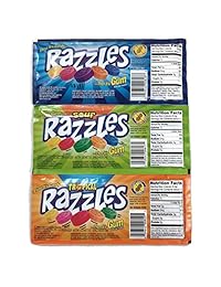 Razzles Gum Candies 12-Pack Variedad, 1,4 oz paquetes [4 de cada sabor]