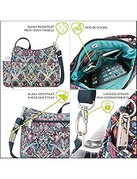 Travelon Bolso bandolera cruzado cuadrado antirrobo Boho para mujer