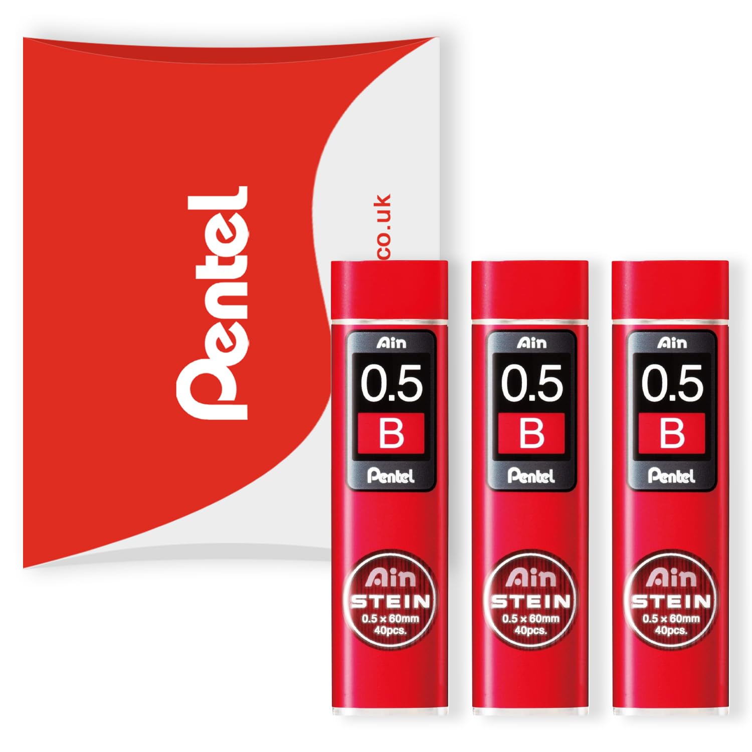 Pentel Ain Stein Mechanical Refill Leads - for Automatic/Mechanical Pencils - in Pentel Pillow Packaging (0.5mm B, Pack of 3)