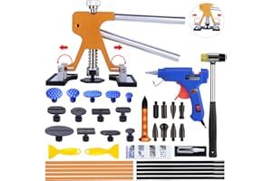 Winsall Auto Body Dent Puller Kit, Paintless Dent Repair Tool Adjustable Car Dent Remover Kit with Rubber Hammer and Metal Tap Down Pen for Auto Hail Damage Repair & Other Metal Surface 39PCS