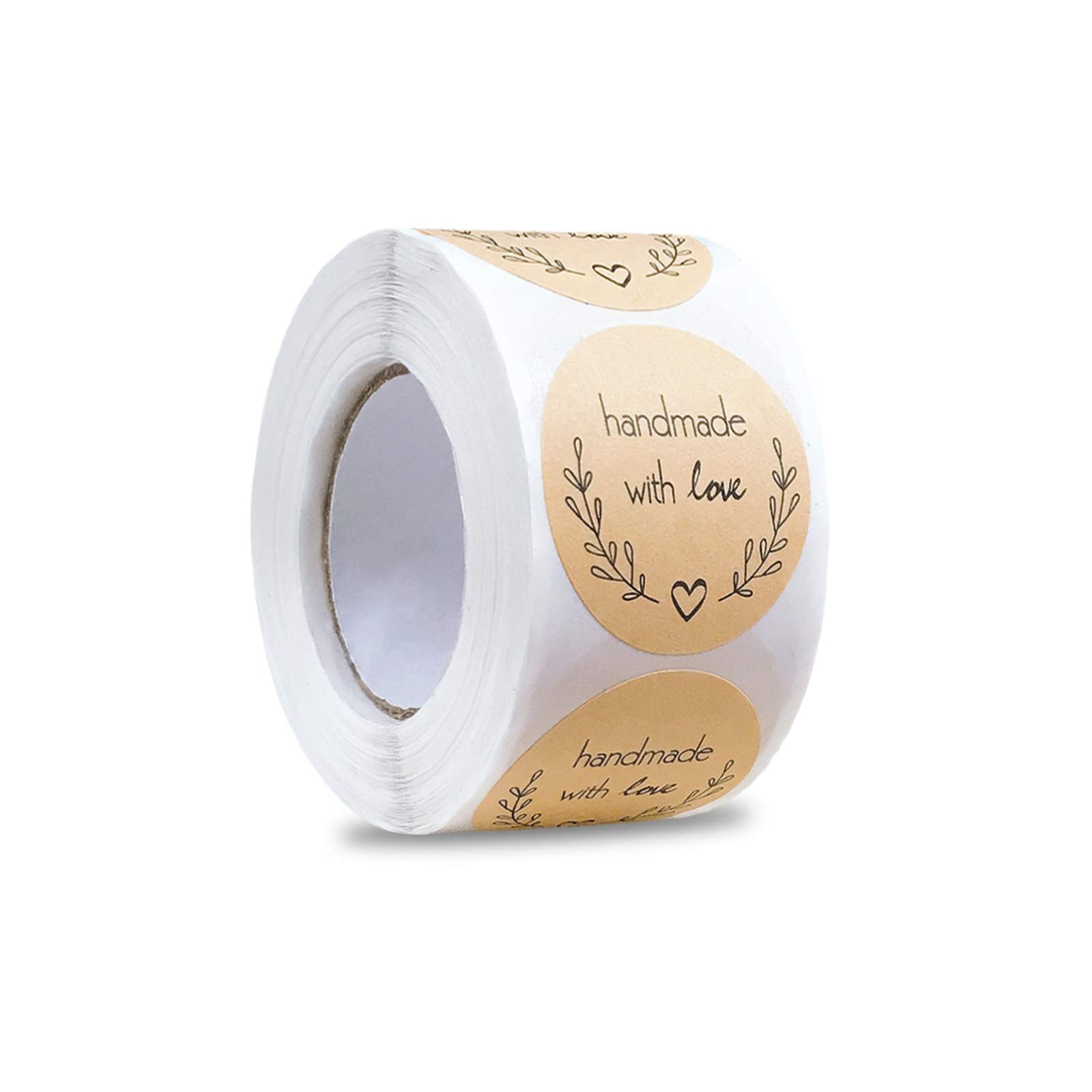 Photo 1 of 1.5 Inch Handmade with Love Stickers,500 Pcs Baking Kraft Paper Stickers Heart Shape Lables for Baking Packaging,Envelope Seals, Small Business, Stickers Tags for Wedding,Birthday,Party Gift Wrap Bag