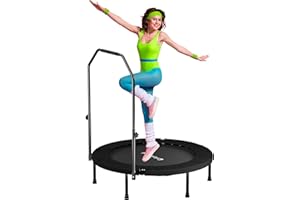 SKYBOUND Rebounder Trampoline for Adults - 40" Foldable Mini Trampoline Fitness Rebounder with Adjustable U-Bar Handle, Max Load 350lbs,Stable Quiet Indoor/Outdoor Exercise Equipment