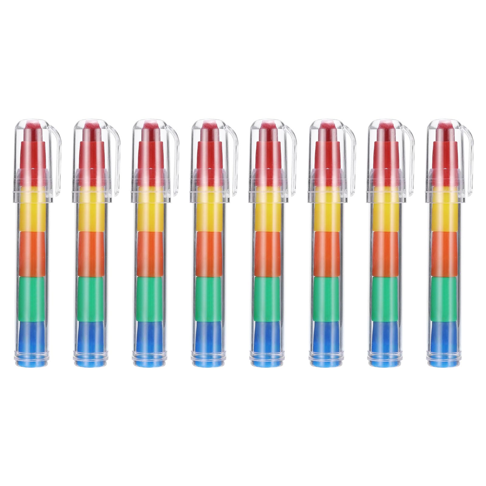 PATIKIL Stacking Crayons, 8 Pack 5 Colors Stackable Buildable Round Drawing Crayons for Home Office Party Art Craft Supplies Drawing Learning