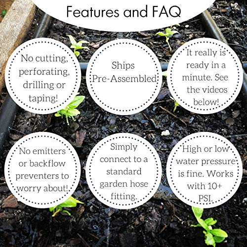 Garden In Minutes Garden Grid Watering System | Preassembled Drip Irrigation, Soaker Hose & Sprayer Style kit, in one | Square Foot Gardening, Raised Beds, Planters or Ground Level - 4x4 (44"x44") - Thumbnail 7