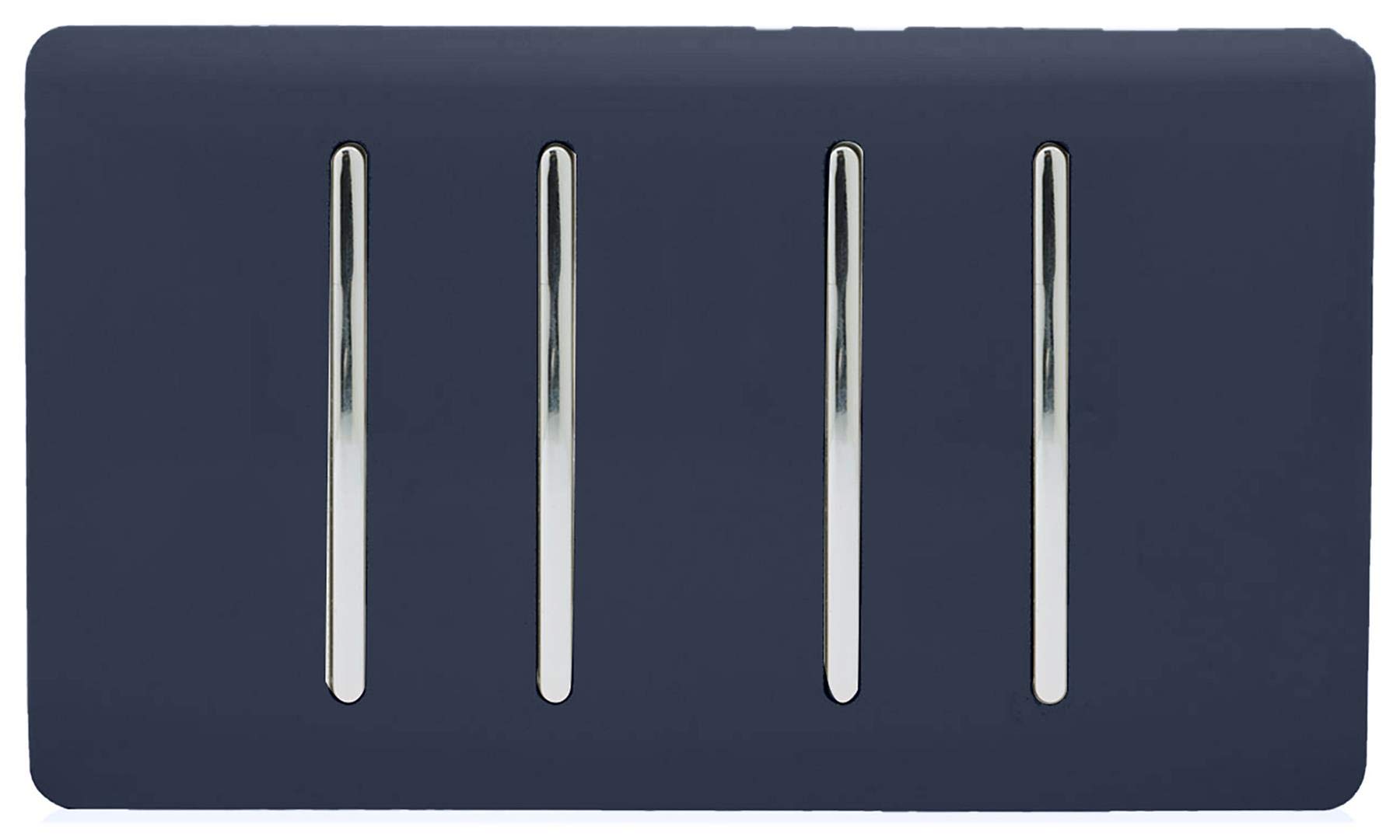 Trendi Artistic Modern Glossy 4 Gang 2 Way Rocker Double Plate Tactile Light Switch Navy