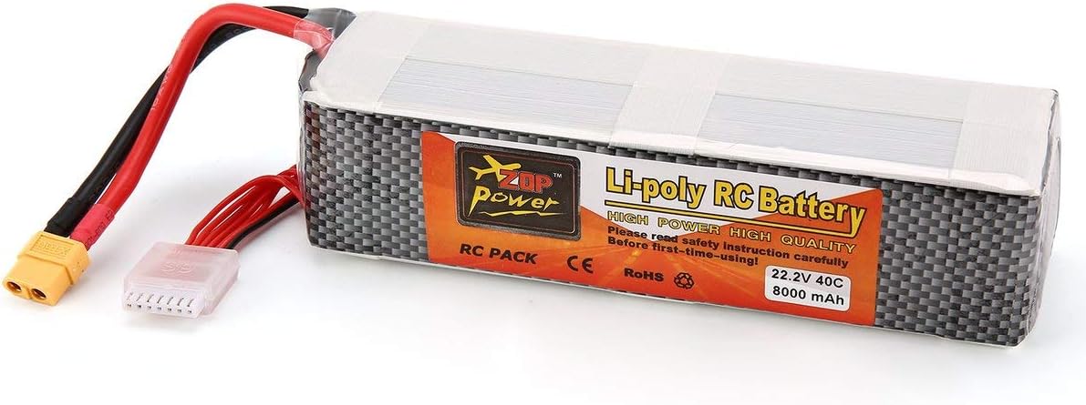 Sairis ZOP Power 22.2V 8000mAh 40C 6S 1P Lipo Battery XT60 Plug Rechargeable for RC Racing Drone Quadcopter Helicopter Car Boat Model-dark-gray