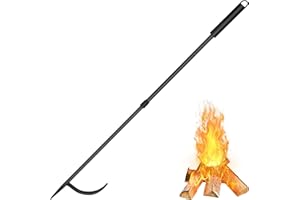 Fire Pit Poker for Fireplace Outdoor - IRIIJANE 32'' Wrought Iron Firepit Poker Stoker Stick for Camping Campfire Black